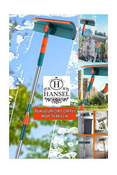 Hansel Bükülür Oynar Başlıklı Cam Silme Aparatı Teleskopik Çift Taraflı Prati...