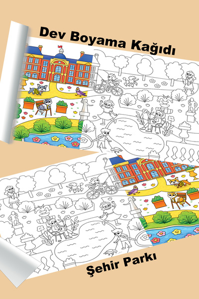 metafortoys Şehir Parkı Dev Boyama Kağıdı 2.5 metre x 62 cm Kağıt Aktivite Ru...