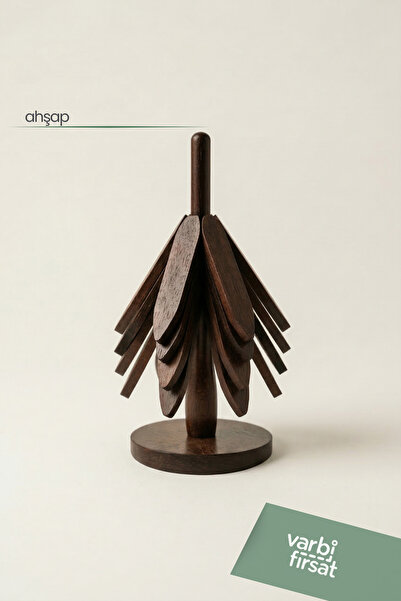 Varbifırsat 4'lü Ahşap Nihale Seti, Standlı Isıya Dayanıklı Bardak ve Tencere...