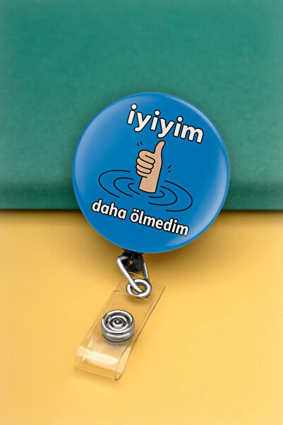 Apptakı Arkamdan Konuşanlar İyiyim Metal Buton Yoyo Yaka Kartığı Kart Tutucu ...