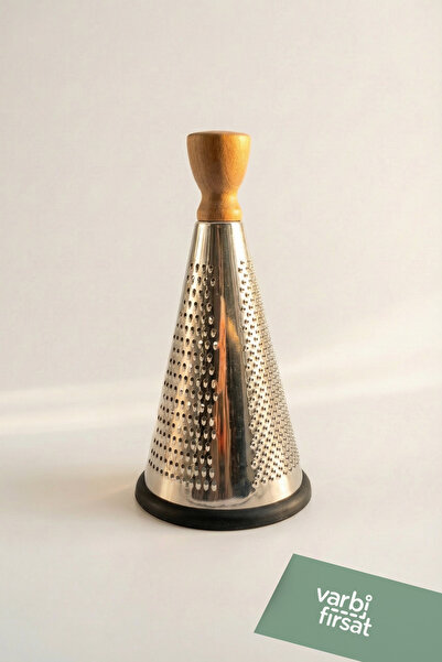 Varbifırsat مبشرة مخروطية بمقبض خشبي - مبشرة مطبخ فاخرة من الفولاذ المقاوم للصدأ