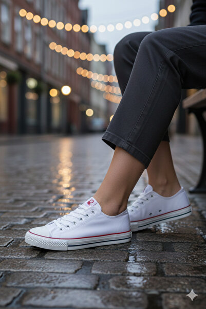 Benetton ® |   Női nyári lenvászon sportcipő-fehér