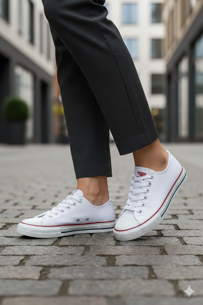 Benetton ® |   Pantofi sport Senaker din in alb, unisex, de vară