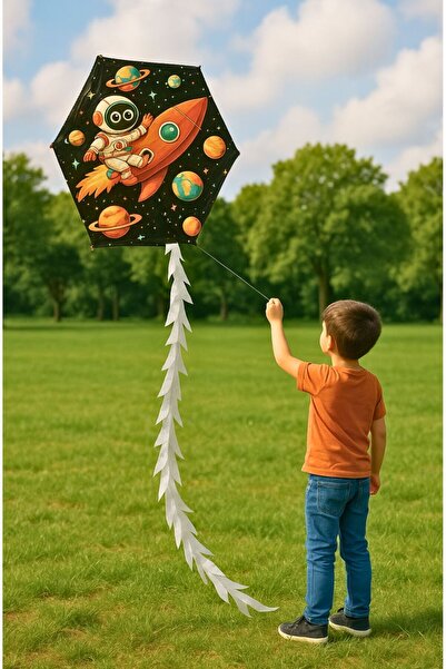 hak-iş oyuncak Altıgen Astronot Modelli Uçurtma 50mt İpli