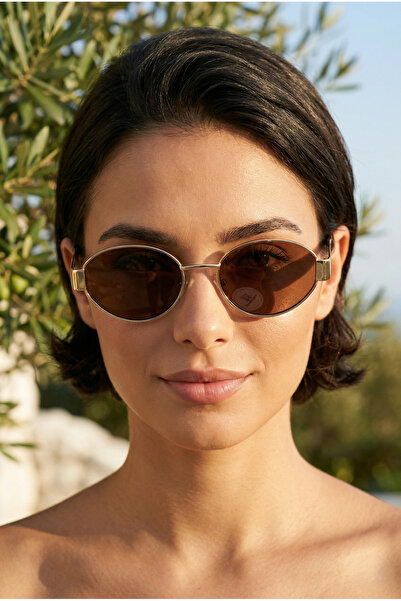 MONAL نظارات شمسية SELİN GOLD بإطار بيضاوي لون زجاجي عضوي بني 55-19-140
