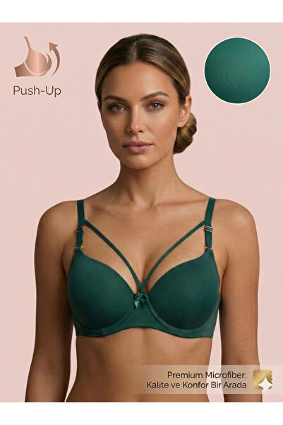 Lavint Homewear Green Push-Up Bra with Micro Silicone Bonded Straps