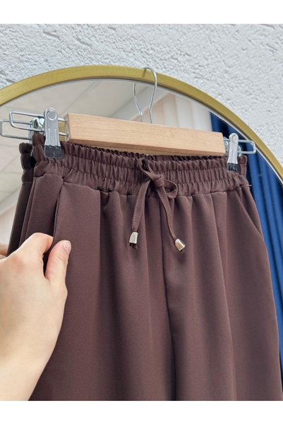 MİHRA STORE Pantaloni cu picior de morcov asiatic-MT1444 maro