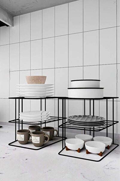 EVA METAL TASARIM Siyah 2 Adet Tabaklık 3 Katlı Dolap Içi Tabak Mutfak Ve Tez...