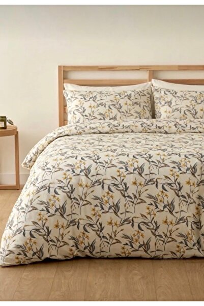 LaLiva Set de lenjerie de pat din bumbac elastic cu flori gri