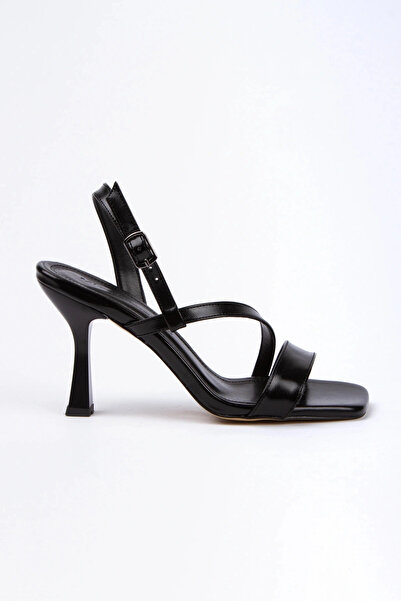 Miss Mitto Γυναικεία μαύρα μεταλλικά μονόχρωμα παπούτσια με ανοιχτή πλάτη Νέο...