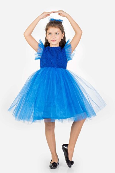 Mnk Baby&Kids Rochie de bal pentru fete din dantela Roza Tutu MNK0546 SAKS BLUE
