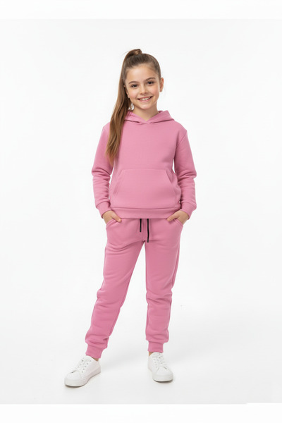 Mnk Baby&Kids Παιδική αθλητική φόρμα Dusty Rose Basic Hooded - Kangaroo Pocke...