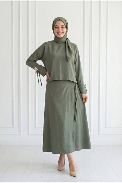 MİHRA STORE Σετ με μονόχρωμο μανίκια Sultan Kollar με κορδόνι και αξεσουάρ με...