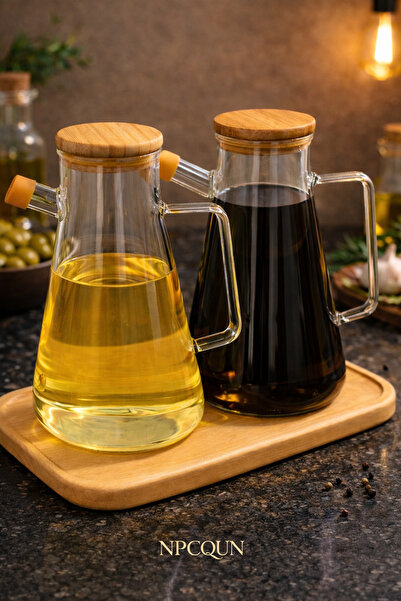 NPCQUN طقم من 3 قطع من أواني الزيت الزجاجية المصنوعة من البوروسيليكات المفرغة...