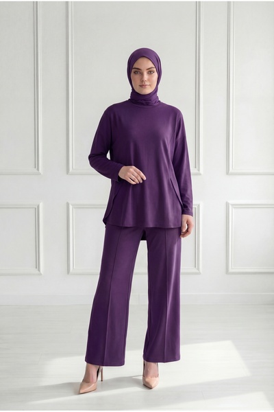 MİHRA STORE Κοστούμι παντελονιού Zennur με ραφές και σκισίματα στα πλαϊνά - M...