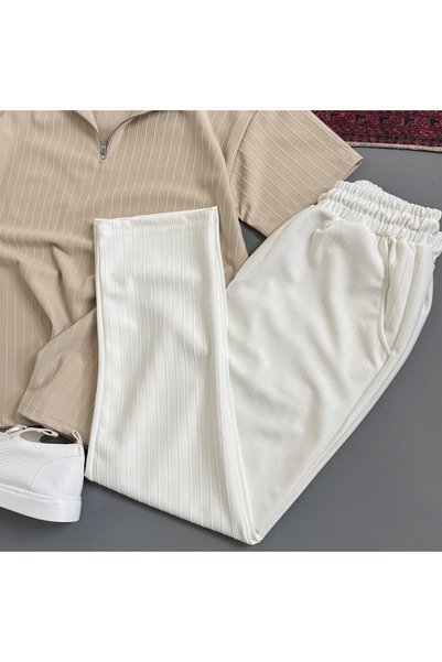 WENMİNG Men's Sahra Fabric T-Shirt Pants Bottom Top Set