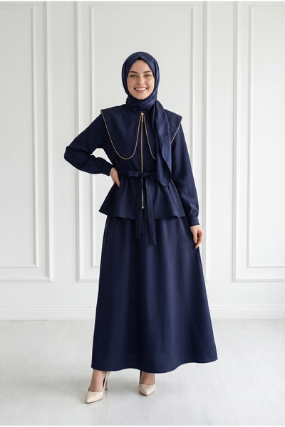 MİHRA STORE Σετ φούστας Şevin με φερμουάρ στο λαιμό και δέσιμο στη μέση - MF6...