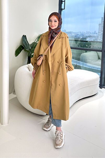 Genel Markalar Frau Bel Büzgülü Trençkot - Camel