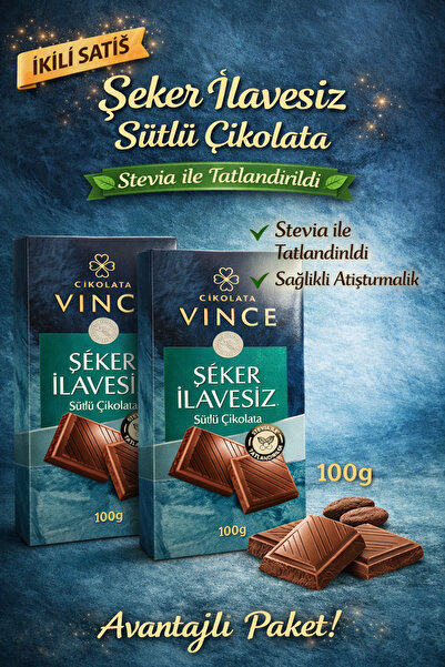 Russet 2 Adet % 55 Kakao Şeker İlavesiz Sütlü Çikolata 100 g Stevia Tatlandır...