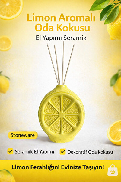 ardesta Limon Oda Kokusu Seramik Bambu Çubuklu 100 ml Kalıcı Fresh Koku Dekor...