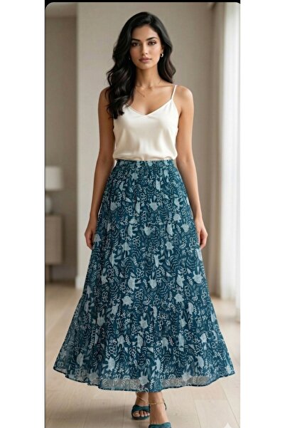 Dagü Design Women's Modest Layered Ruffled Chiffon Skirt