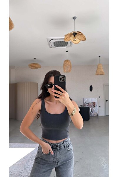 Buket Teke Gray Washable Cropped Corded Fabric Cotton Athlete