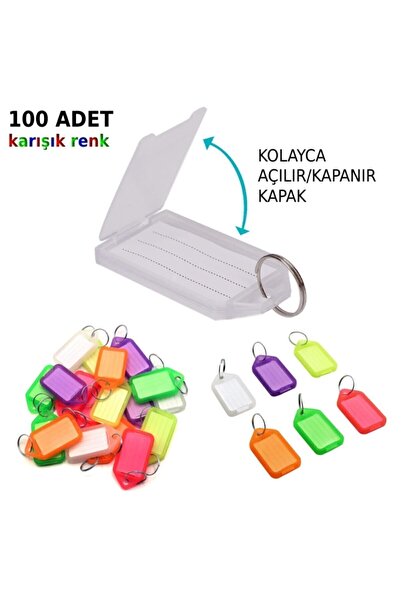 Genel Markalar 100x Anahtarlık Kapaklı Büyük Plastik Etiket Kimlik Isimlik Is...