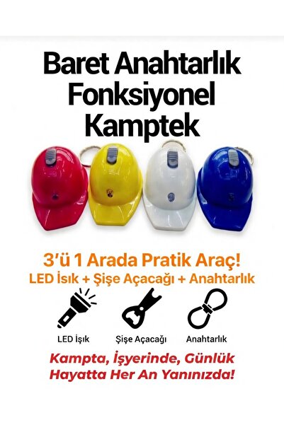 kamptek kamp teknolojisi Anahtarlık Baret Tasarım Işıklı Led Açacak Fonksiyon...