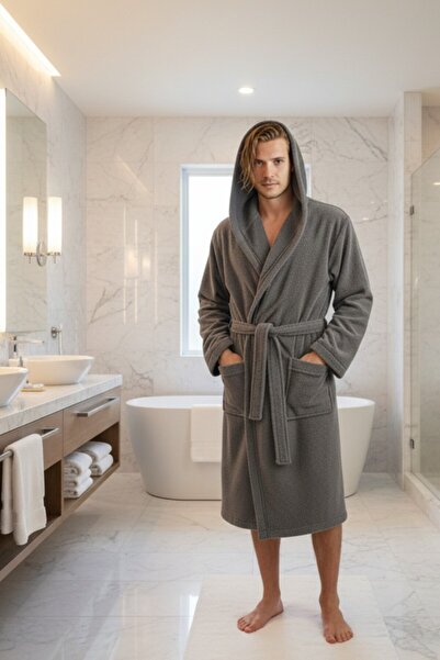 embays collection Μπουρνούζι με κουκούλα Unisex - 100% βαμβάκι, σχέδιο σάουνα...