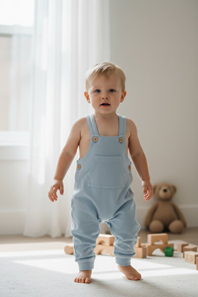 BİANCOFİGLİO Bebek Askılı Pantolon Slopet Ayarlanabilir Boy 0/2 Yaş