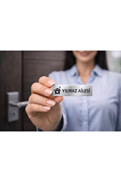 Outdoor One Kişiye Özel Kapı İsimliği Çelik Kapı İsimliği DÜZ FONT GÜMÜŞ 10X3...