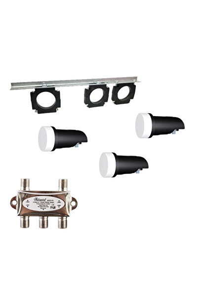 Atlanta Üçlü Lnb Aparatı + 3 Adet Inverto Single Lnb + Ads-01 1/4 Diseqc Switch
