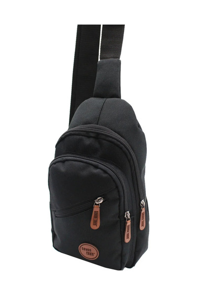SEVENTEEN Fabric Crossbody Backpack And Shoulder Bag Black