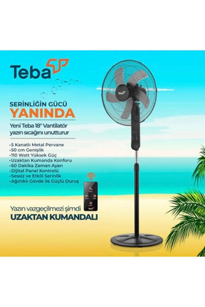 ENWEY Teba 5 kanatlı uzaktan kumandalı 110w Sanayi Tipi Vantilatör