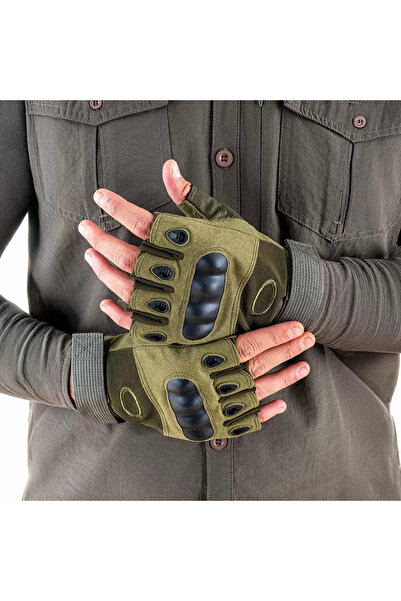 Genel Markalar Parmaksız Kemik Taktikal Eldiven - Haki - 1108