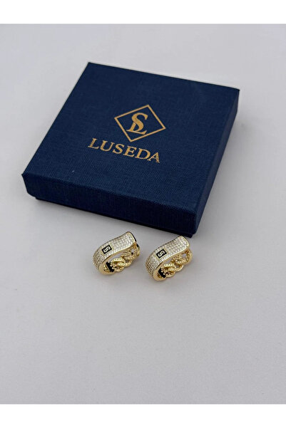 Luseda VIP Gold Taşlı Gurmet Halka Küpe