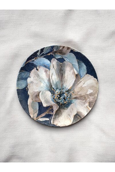 unique florya Mavi Çiçek Desenli Duvar Tabağı Dekoratif Bahçe Balkon Mutfak S...