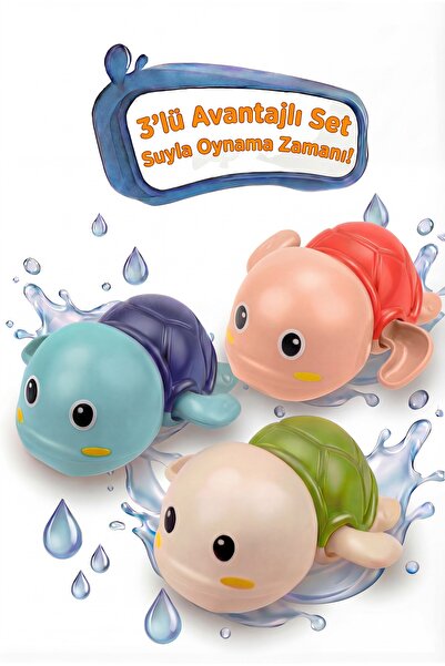 BBSKY Kurmalı Kaplumbağa Bebek Banyo Oyuncağı – Suda Yüzen Sevimli Su Oyunu E...