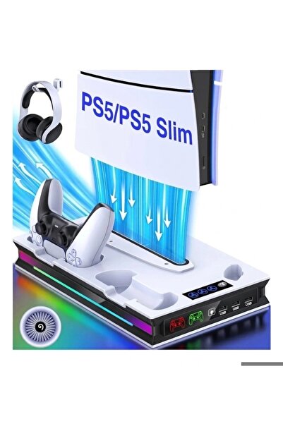 comse Ps5 Ps5 Slim Pro Fonksiyonel Fanlı Stand Led Göstergeli Dijital Ve Cd L...