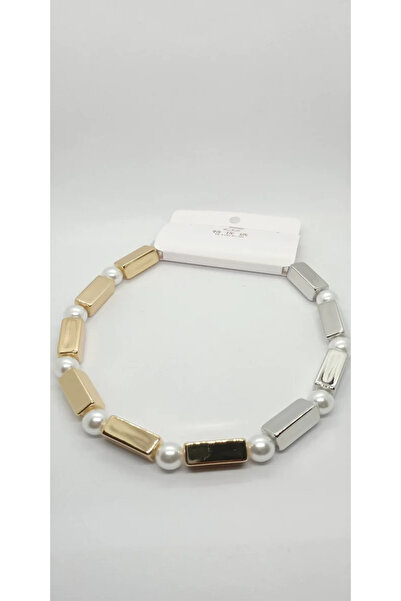 ndjewelry قلادة ذات لونين ولوحة ترخيص ولؤلؤة مفصلة