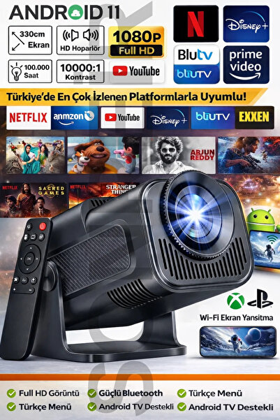 SONREİR HY320 Ultra Yeni Nesil Android Projeksiyon WiFi Bluetooth Taşınabilir...