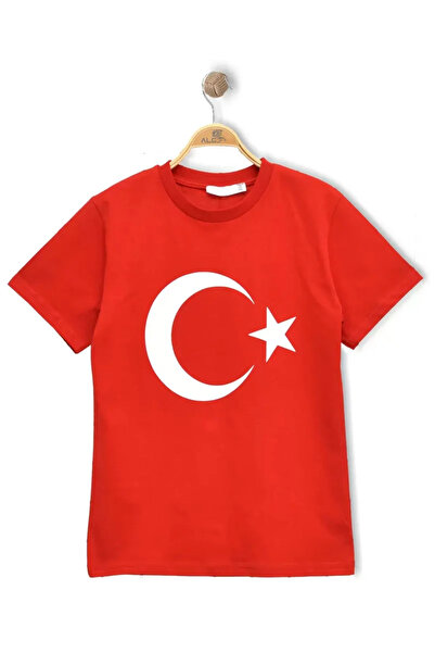 Alme Unisex Children's Moon Star Flag Short Sleeve T-Shirt