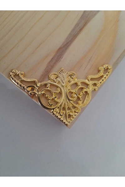 sywoods Büyük boy kutu sandık kapak köşe süsleme takımı çivili 4 adet sarı