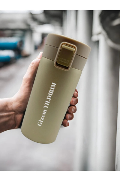 FLYONLOOK Kişiye Özel Isimli Baskılı Termos Filtreli 304 Paslanmaz Çelik Çift...