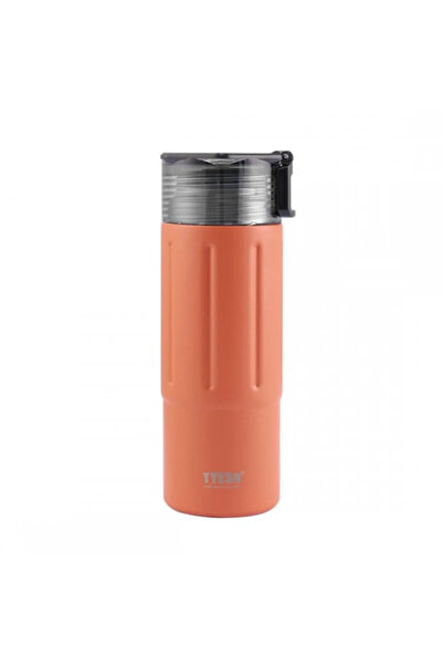 Tyeso ترتان ترمس معزول مزدوج الغطاء مع مقبض 600 مل برتقالي