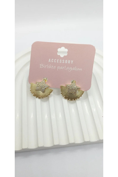 ndjewelry الذهب اللون حجر نجمة مروحة الأقراط