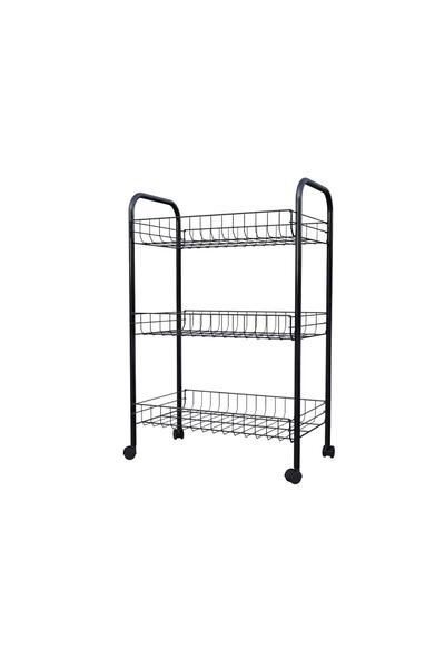 Metaltex رف مطبخ متعدد الأغراض مكون من 3 طبقات، أسود، حل ديكور أنيق وعملي