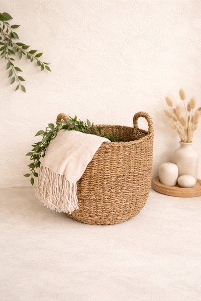 KaiHome Hasır Çok Amaçlı 30x30 Sepet/Saksılık/Düzenleyici