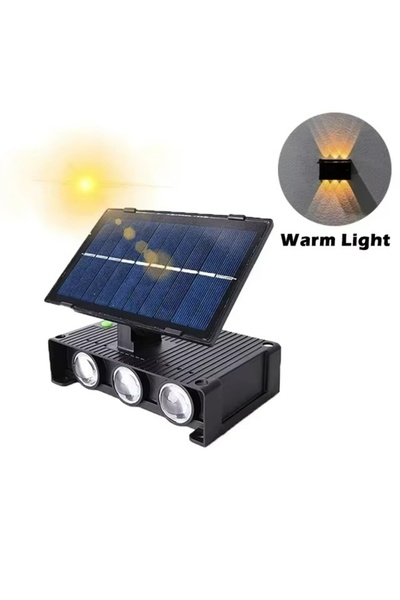 divendi-ro Lampă solară de perete, dublă, cu panou solar cu 6 LED-uri, montar...