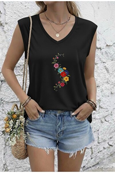 FUFLUNS ΓΥΝΑΙΚΕΙΟ ΑΜΑΝΙΚΟ ΜΠΛΟΥΖΑΚΙ OVERSIZE ΜΕ ΣΤΑΜΠΑ ΠΟΛΥΧΡΩΜΩΝ ΛΟΥΛΟΥΔΙΩΝ